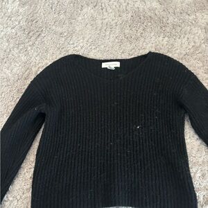 Black Ribbed Kids Sweater